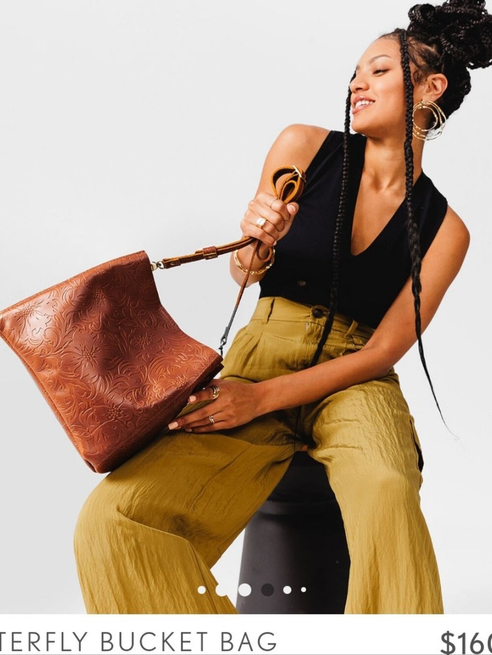 Portland Leather Goods Butterfly Bucket Bag In 'Meadow'